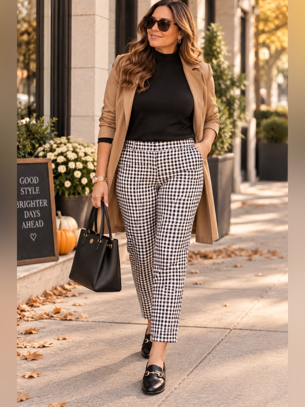 Talbots Gingham Pants Size 12 Black White Cotton Ankle Cropped Preppy